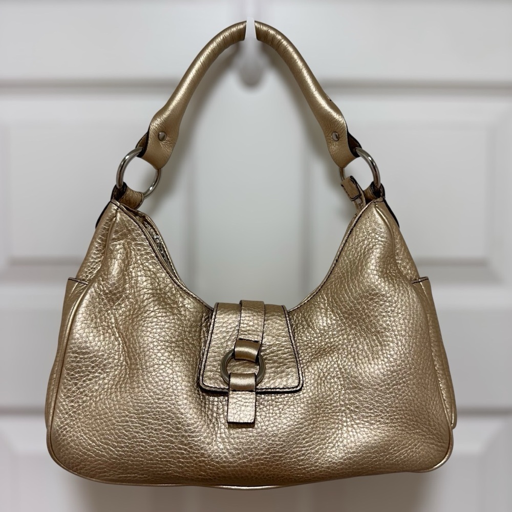 Like New Talbots Structured Hobo In Gold Pebbled … - image 1